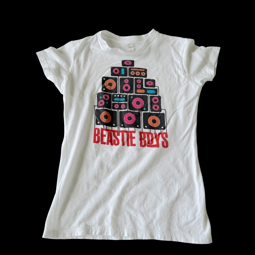 Y2K Beastie Boys Tour T-Shirt White 2014 Speaker Stack Tultex Womens‎ Medium